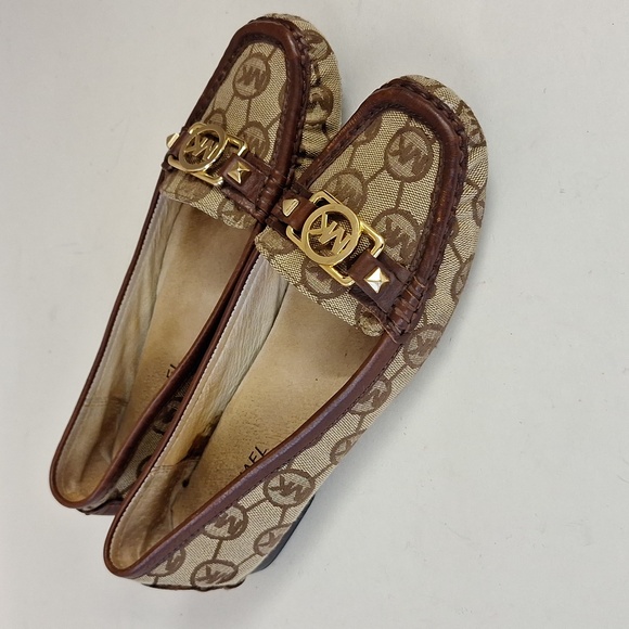 Michael Kors Shoes - Michael Kors Loafers Slip On Boat Shoes Flat Brown Beige Flats MK Logo 8